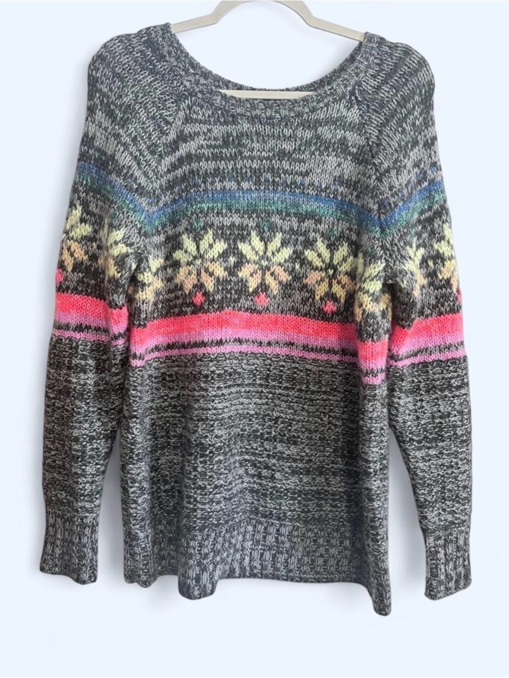 American Eagle Rainbow Fair Isle Knit Sweater